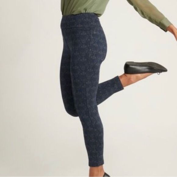 Betabrand Power Down Skinny Yoga Dress Pant Navy Damask Size SP Small Petite - Picture 4 of 12
